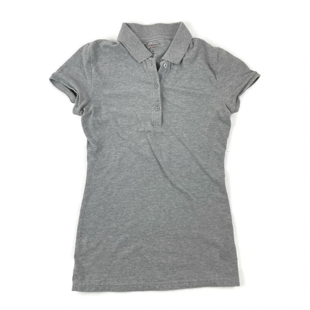 Arizona Jeans Girls Polo Cap Sleeve Gray XS